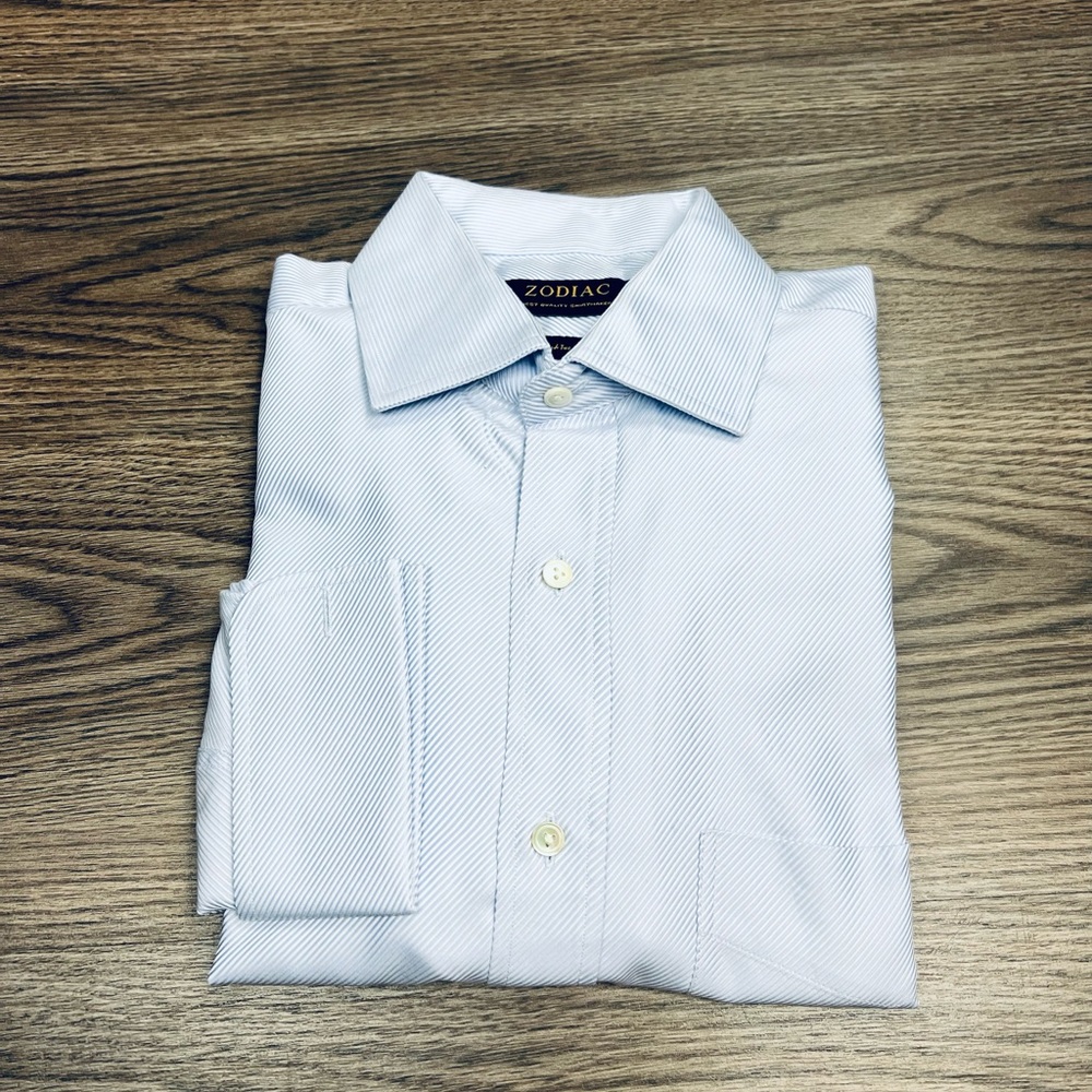 Zodiac Blue Twill French Cuff Dress Shirt 16.5 34/35